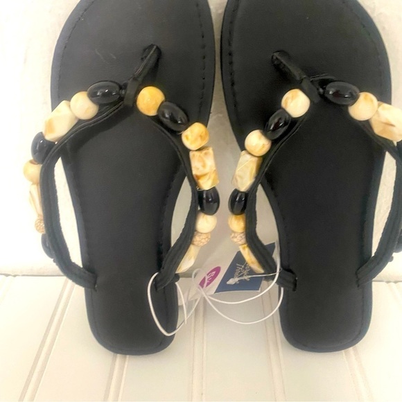 Universal Thread Women’s Cindy Beaded Flip Flop Sandals Black Size 5.5 - Picture 1 of 7